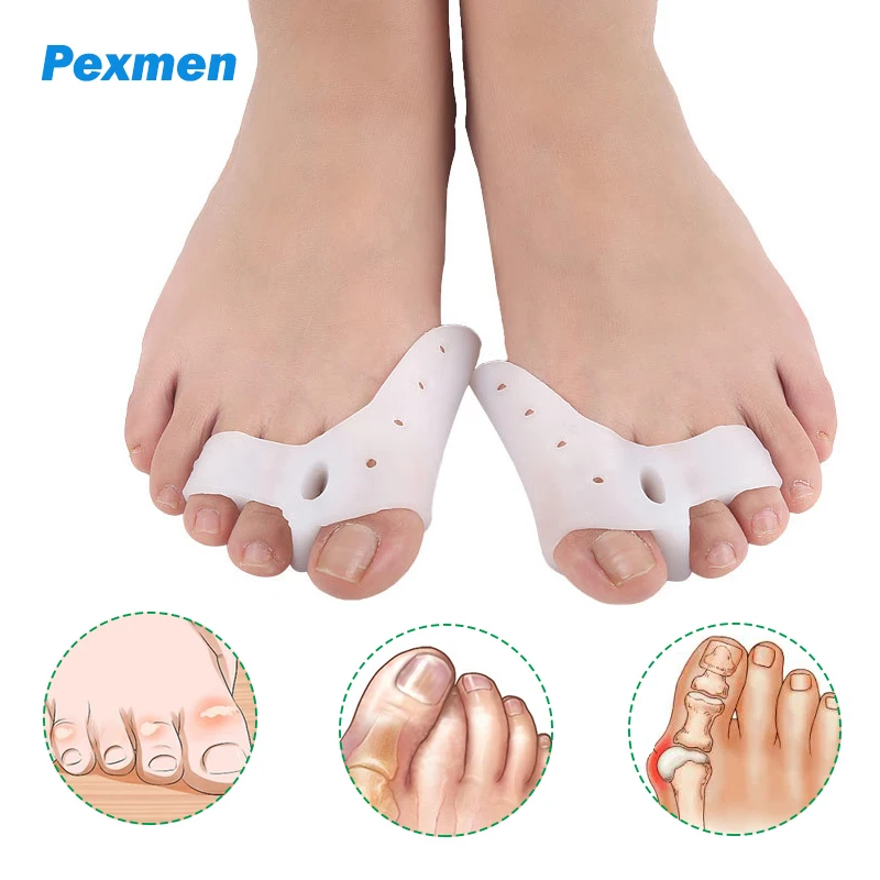 

Pexmen 2Pcs Gel Toe Separator Bunion Corrector Foot Pain Relief Hallux Valgus Hammertoe Overlapping Toes Spacer Protector