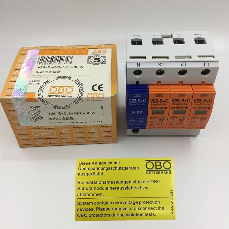 

7-50KA V25-B+C/3+NPE Surge Arrester ~385V AC Combi Controller Surge Protector law price