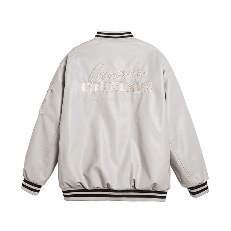 Женская куртка из искусственной кожи с вышивкой в американском винтажном стиле