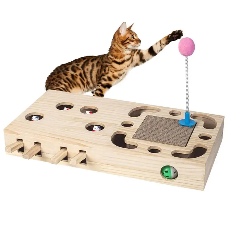 

Cat Scratcher Toy Box Scratching Pad Cat Toy Box Corrugated Paper Cat Teaser Ball Mouse Toys Pet Agility Toys For Cats