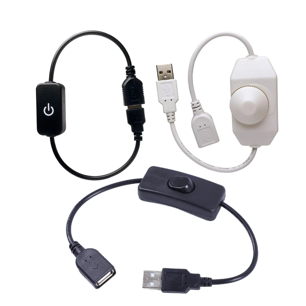

USB Cable Male to Female Switch ON OFF Cable Toggle LED Lamp Power Black / White USB Touch / Knob Dimmer LED Switch Controller