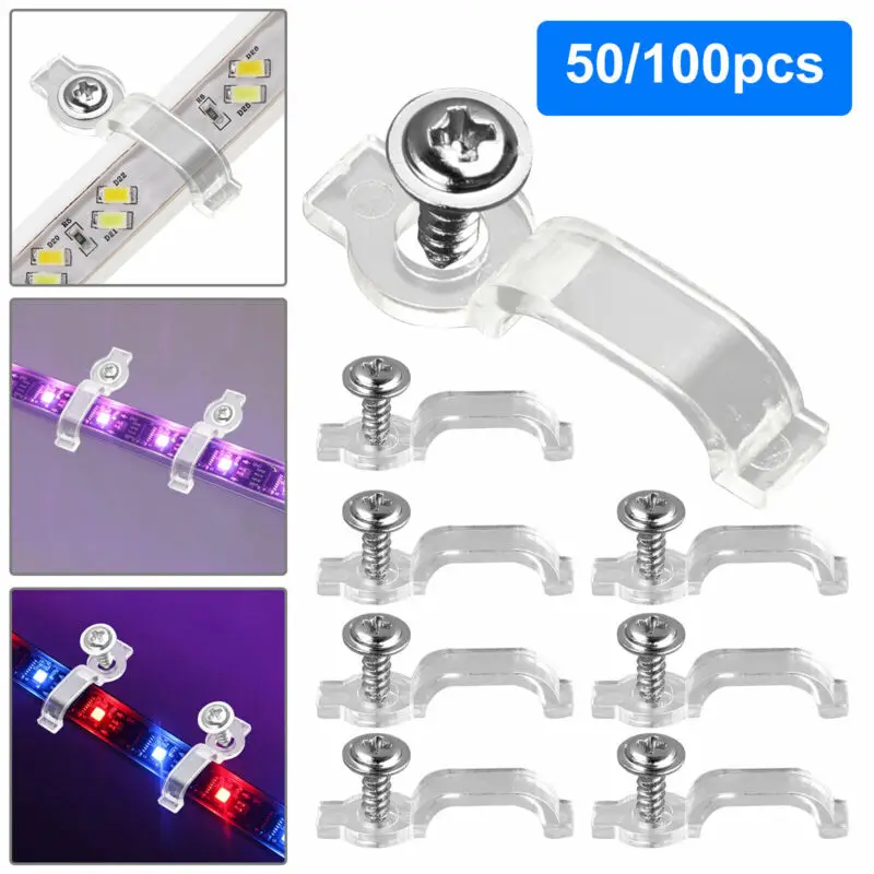 

50/100pcs Mounting Brackets Clip One-Side Fixing Clips for 3528/5050/5630/3014 SMD LED Waterproof Strip Light within 10mm Width