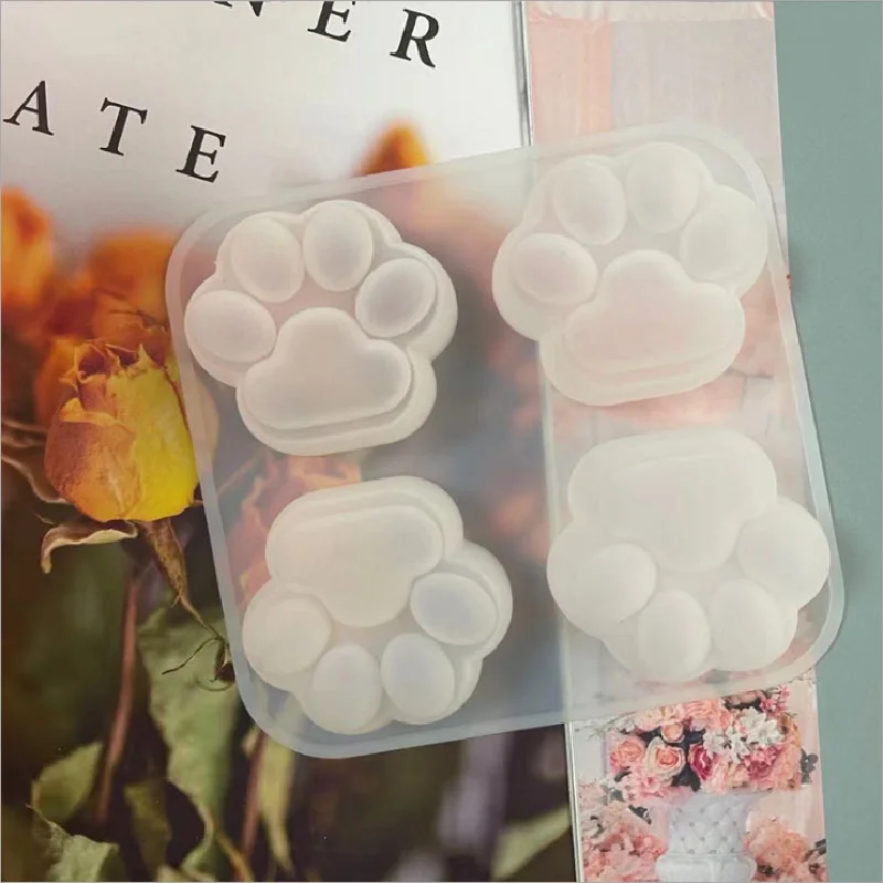 

4 Cat Claw Silicone Mold Kitchen DIY Cake Baking Decoration Fudge Pudding Dessert Chocolate Mold Cute Cat Claw Clay Mould