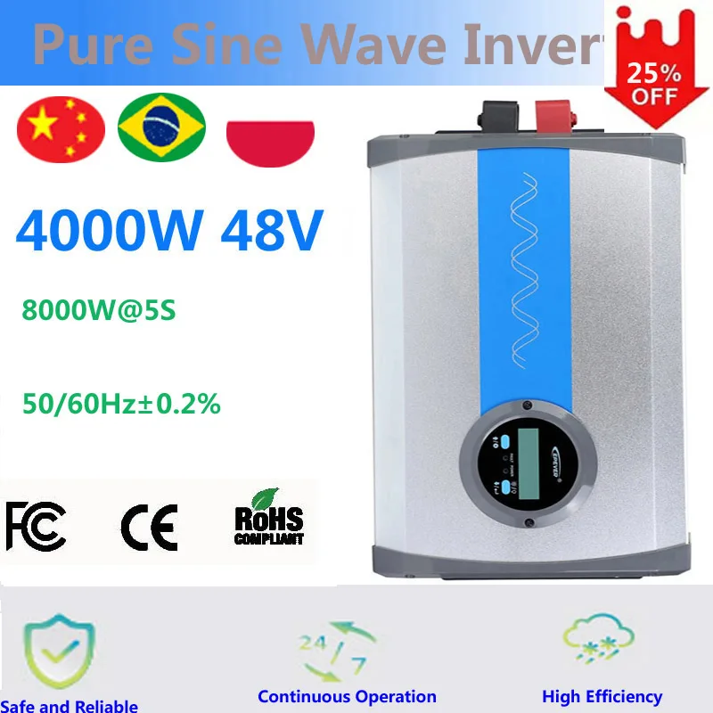 

Epever Solar Inverter 4000W Pure Sine Wave Surge Power 8000W@5s