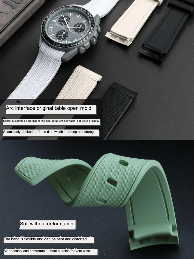 Curved End Rubber Strap For Omega For Swatch Co Branded Joint MoonSwatch 20mm Men Women Waterproof silicone Watchband Bracelet