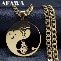 tai chi gossip yin yang sun moon necklaces chain for womenmen gold color tree of life necklaces jewelry arvore da vida n4638s02