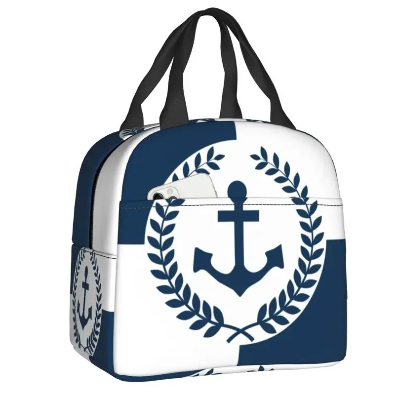 

Nautical Anchor Themed Portable Lunch Box Multifunction Sailing Sailor Cooler Thermal Food Insulated Lunch Bag School Children
