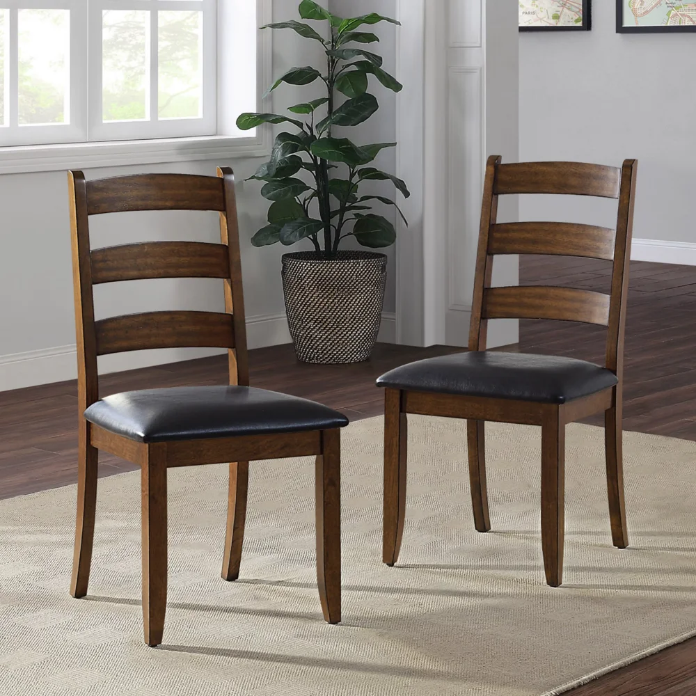 

BOUSSAC Granary Modern Farmhouse Ladderback Dining Chairs, Set of 2, Aged Brown Ash