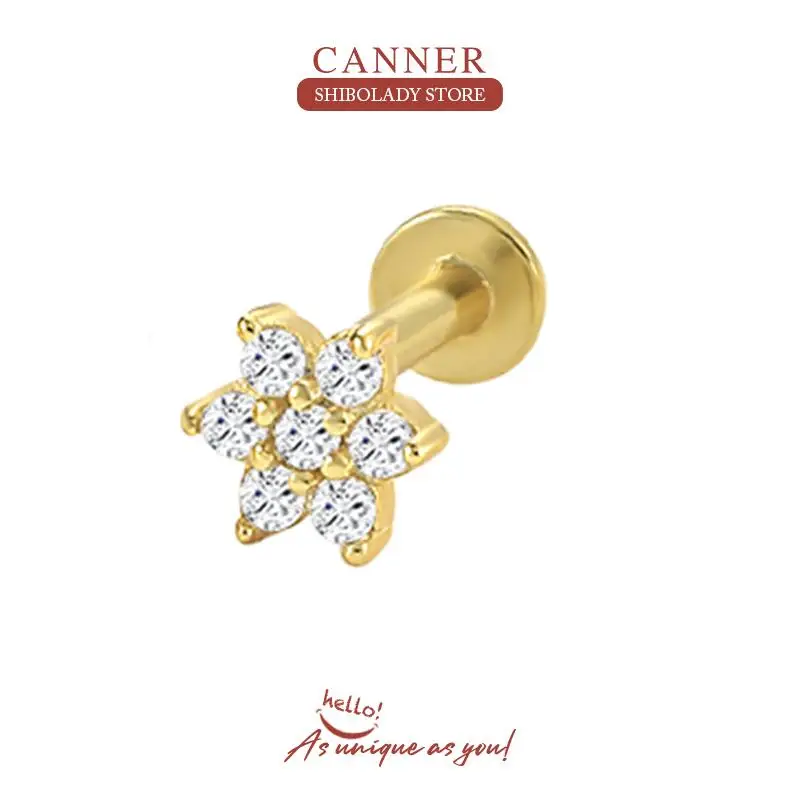 

CANNER 1pc Crystal Flower Earrings Silver 925 Earring For Women Stud Earrings 18K Gold Ear Piercing Accessories Wedding Party