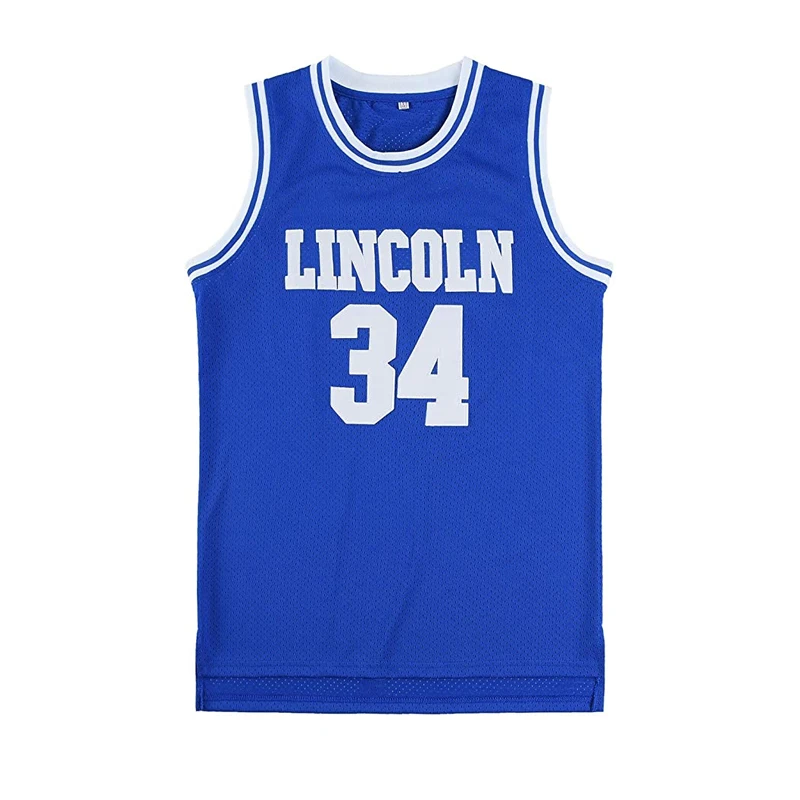 

Mens Lincoln #34 Jesus Shuttlesworth High School Movie Basketball Jersey for Adult White/Blue