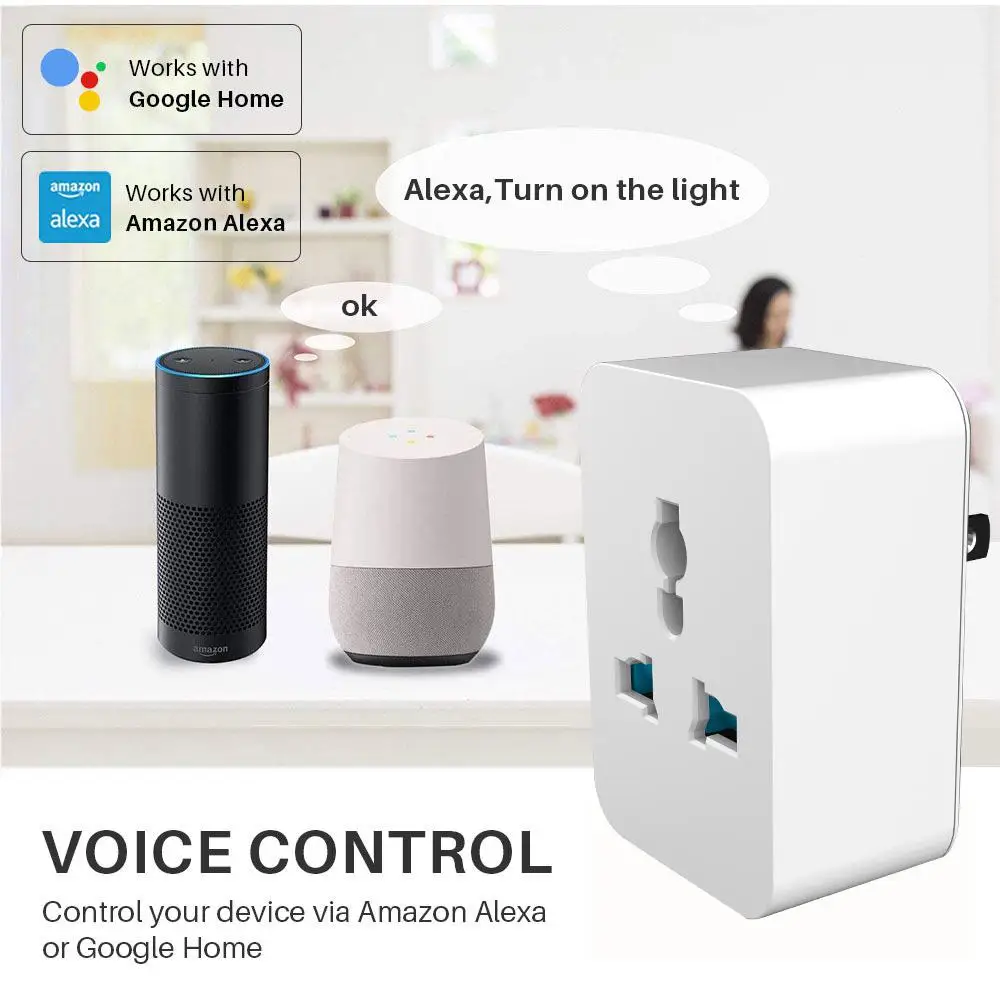 

Universal Multi-function Conversion Socket Full-pc Support Amazon Alexa Or Google Home Socket Smart 10a 15a Switch Socket