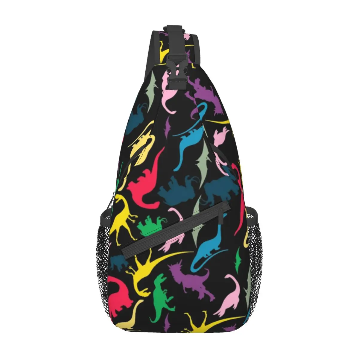 

Colorful Dinosaur Shoulder Bags Cute Animal Print Fishing Chest Bag Boy Bicycle Print Sling Bag Modern School Crossbody Bags
