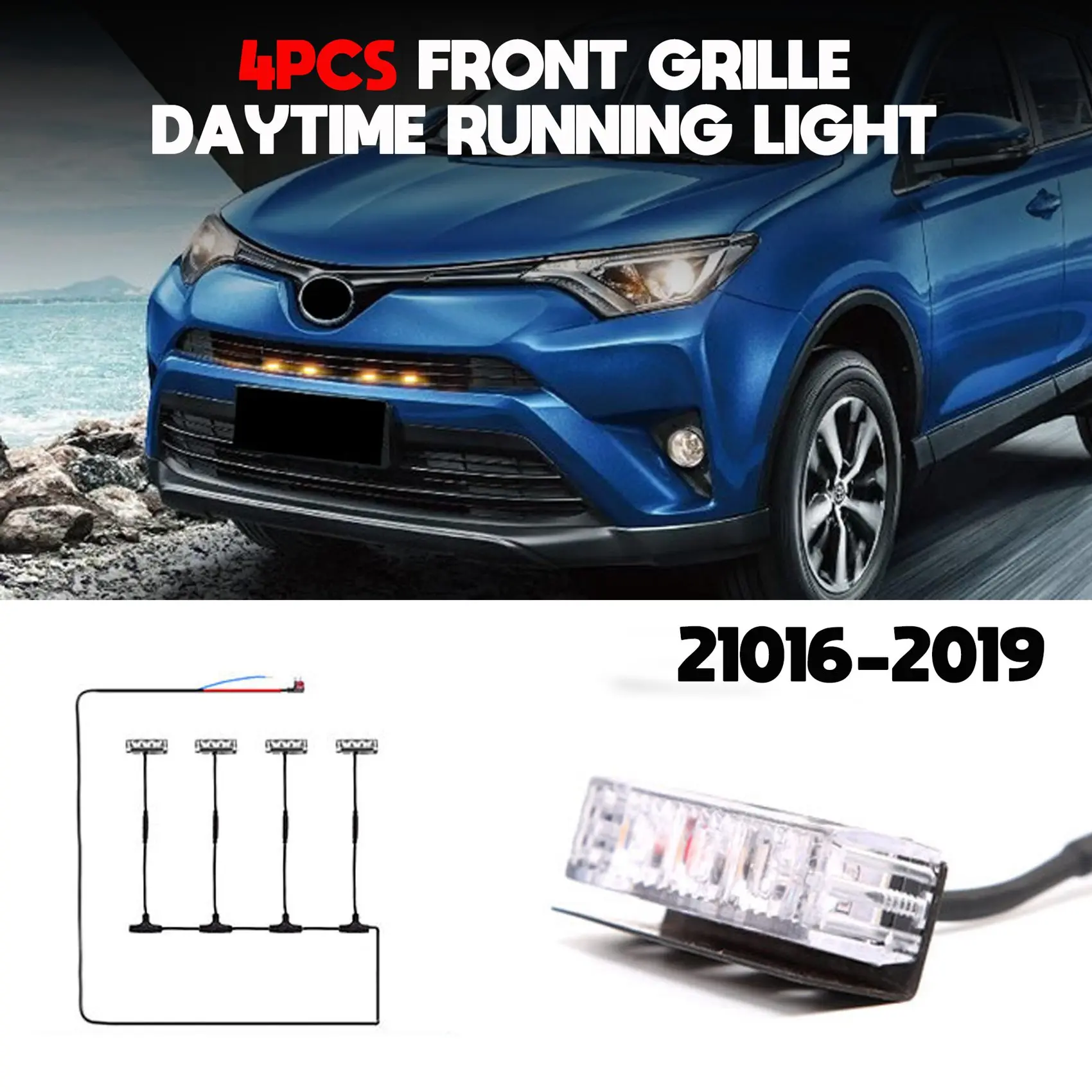 4 шт. передние фонари для Toyota RAV4 2016 2017 2018 2019 DRL