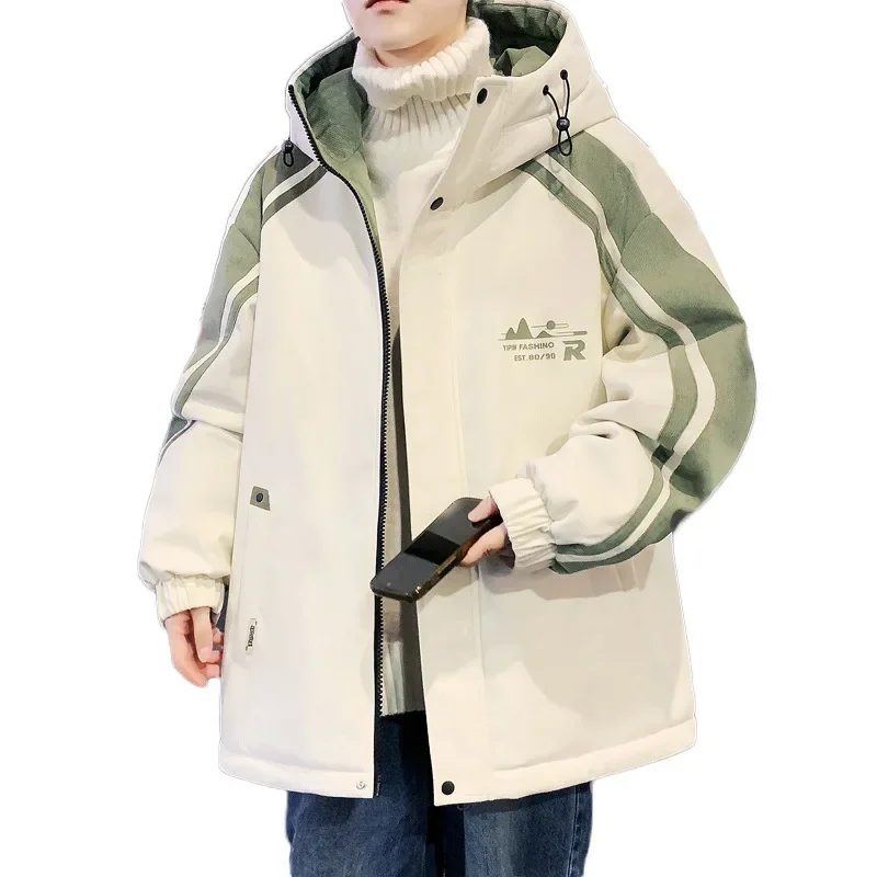 Молодежная куртка на флисовой подкладке осенне-зимний стиль пальто большого