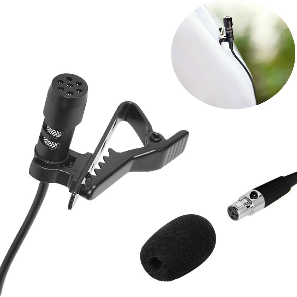

1PC Black Wireless Lavalier Lapel Clip Broadcast Microphone Mic 4-PIN Mini XLR TA4F With Microphone Cover For Shuer