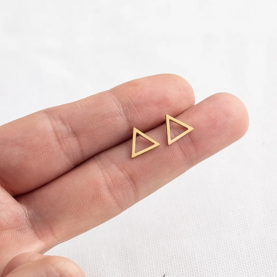

Геометрические треугольные серьги-гвоздики, треугольные серьги из нержавеющей стали, треугольные серьги-гвоздики для пирсинга, треугольник, ювелирные изделия, подарки вечерние, 5 пар