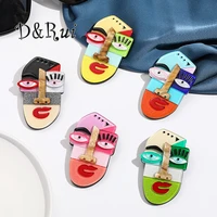 drui niche japanese anime human face acrylic brooches abstract face cartoon brooch for women men coat jewelry best friends gift