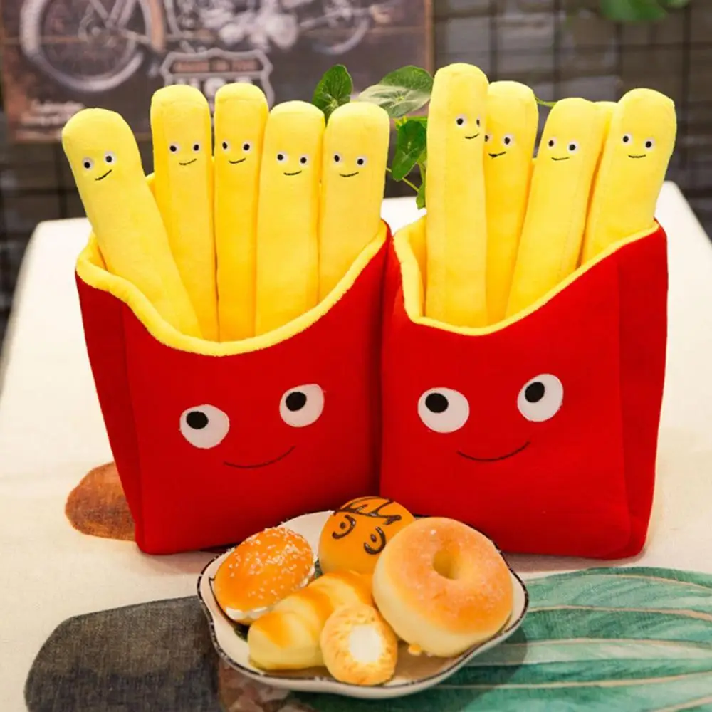 

Cartoon Simulation Pizza French Fries Design Sofa Pillow Children Food Shape Stuffed Plush Doll Photography Props Home Decor