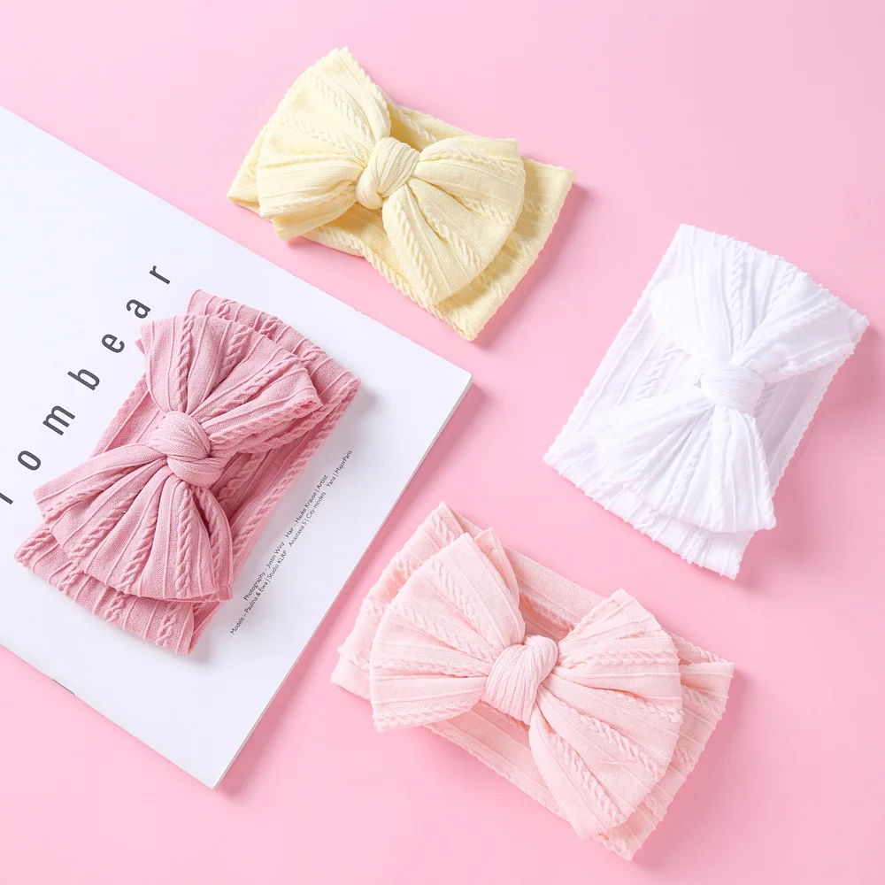 

27Coclor Baby Headband Bow Girl Nylon Headband Twist Cable Soft Knot Turban Kid Elastic Headwrap Headwear Child Hair Accessories