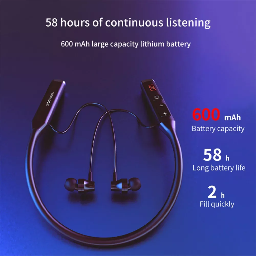 

3 in 1 Bluetooth 5.0 Sports Wireless Earphones Neckband Magnet HIFI Stereo Headset Support MP3 Player FM Radio TF Card With Mic