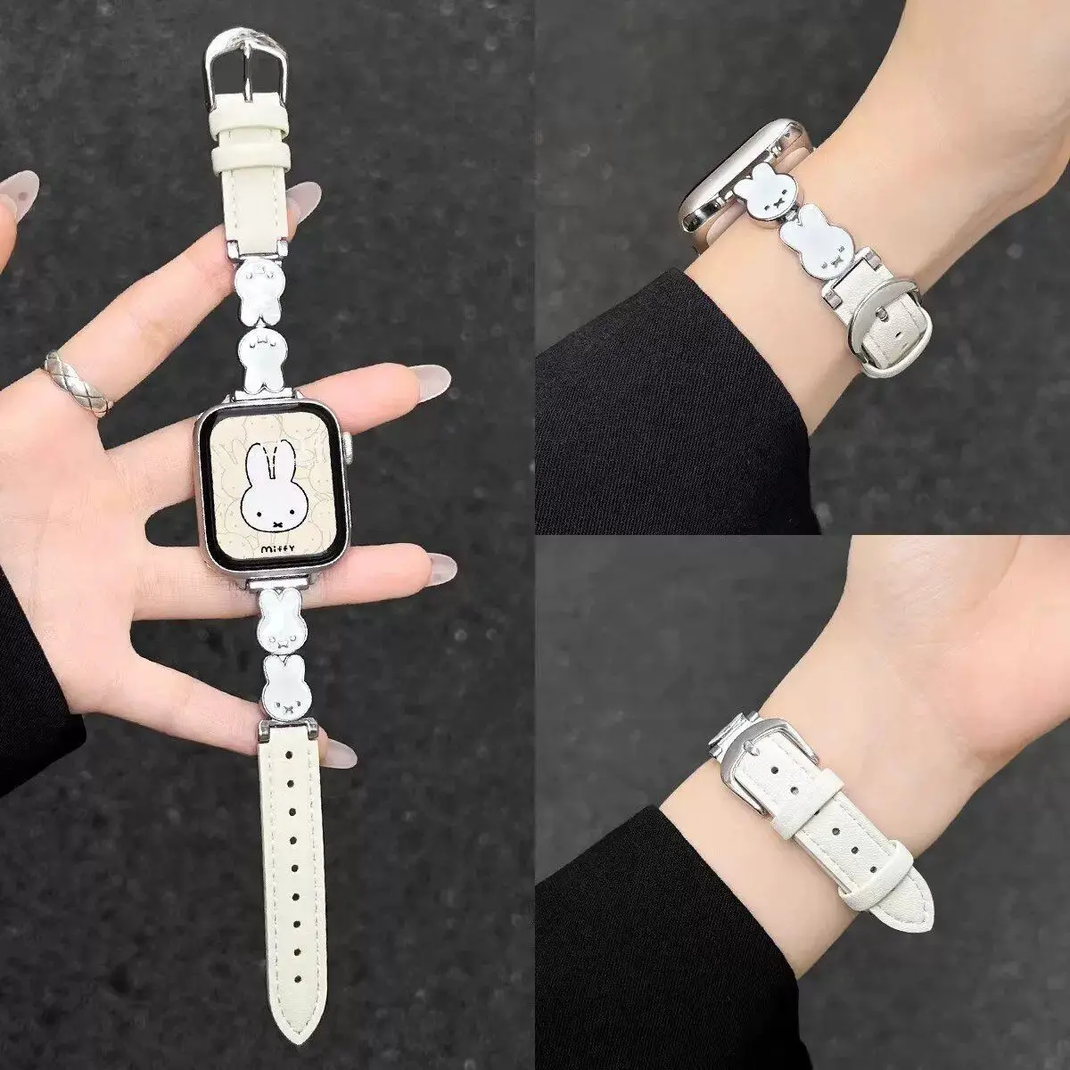 Фото Ремешок для часов IWatchS11 из натуральной кожи в новом стиле с изображением Миффи, милый, очаровательный, изысканный, компактный, нежный. №4