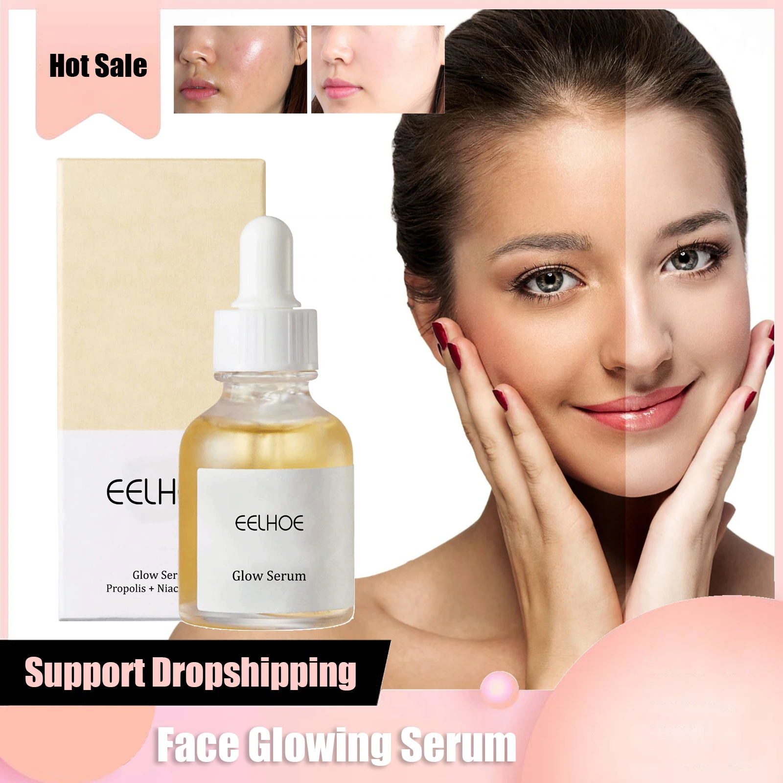 

Glow Face Serum for Glowing Skin Organic Nicotinamide Whitening Essence Firm Pore Acne Remover Hydrating Brightening Facial Care