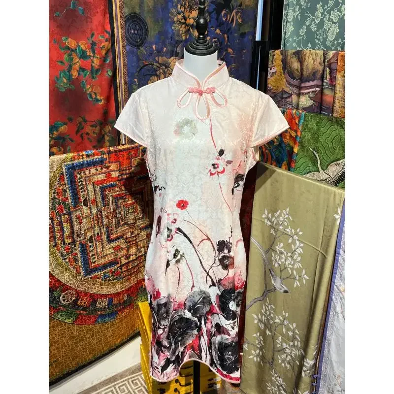 Китайское платье премиум-класса новинка 2024 утягивающее Meihua с тушью для молодой