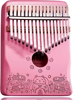 kalimba with engraved notes fortune cat pattern handhold cute finger piano portable gift for kids adult beginner pink