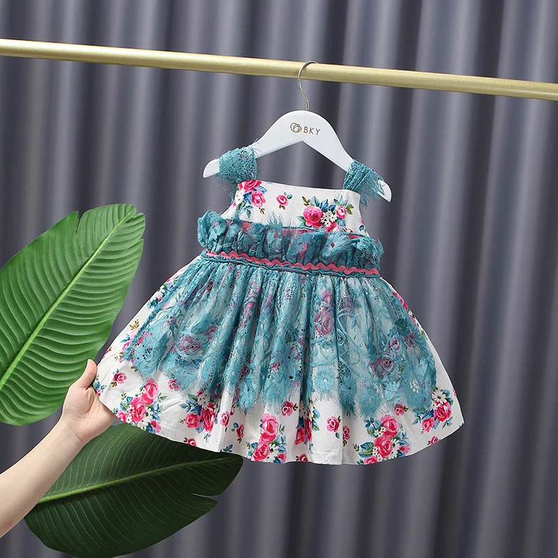 

Baby Girl Vintage Lolita Ball Gown Children Spanish Princess Dress for Girl Birthday Eid Dresses Infant Floral Spain GZB036