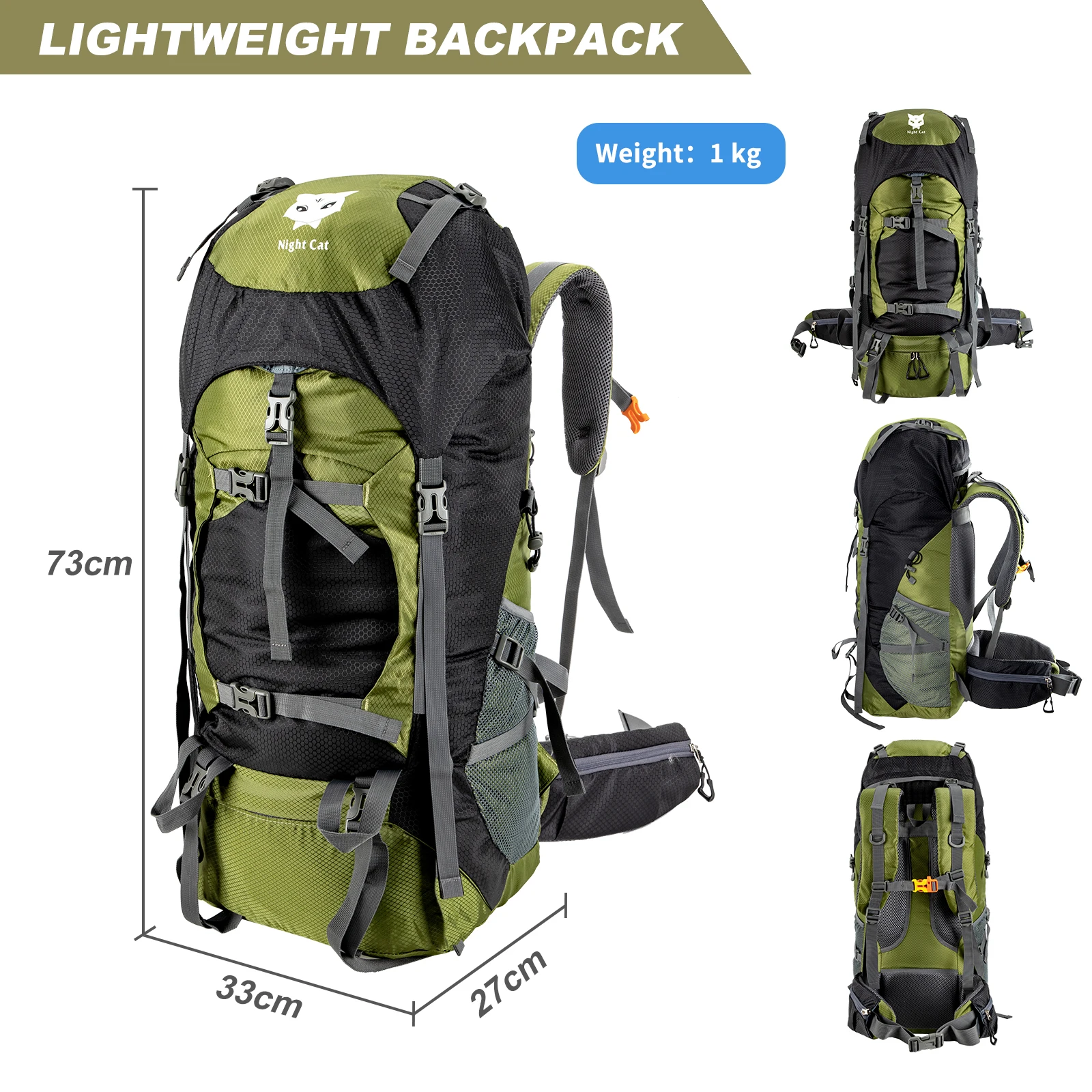Night Cat Waterproof Camping Backpack Large Capacity Mountaineering Camping Travel Bag Hiking Backpack 70l hiking backpack