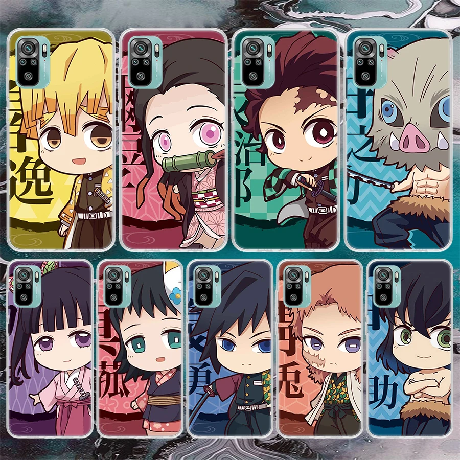 

Demon Slayer Cute Anime Soft Phone Case For Xiaomi Redmi Note 10 10S 11 11S 11T 9 9S 8T 8 11E Pro Plus 7 6 5 9T 5G Pattern Cover