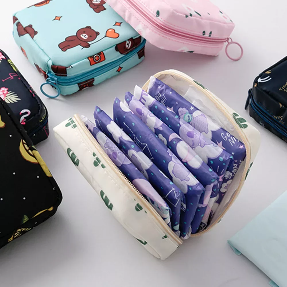NEW2023 Sanitary Napkin Storage Bag Waterproof Tampon Storage Bag Portable Cosmetic Headset Data Cable Literary Zipper Coin Stor