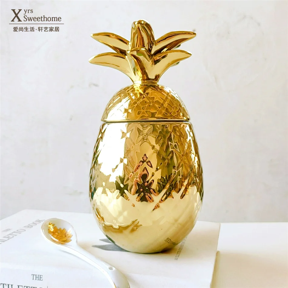

Golden Pineapple Cool Drinks Cup Mixing Glasses Goblet Creative Glass Storage Jar Decoration