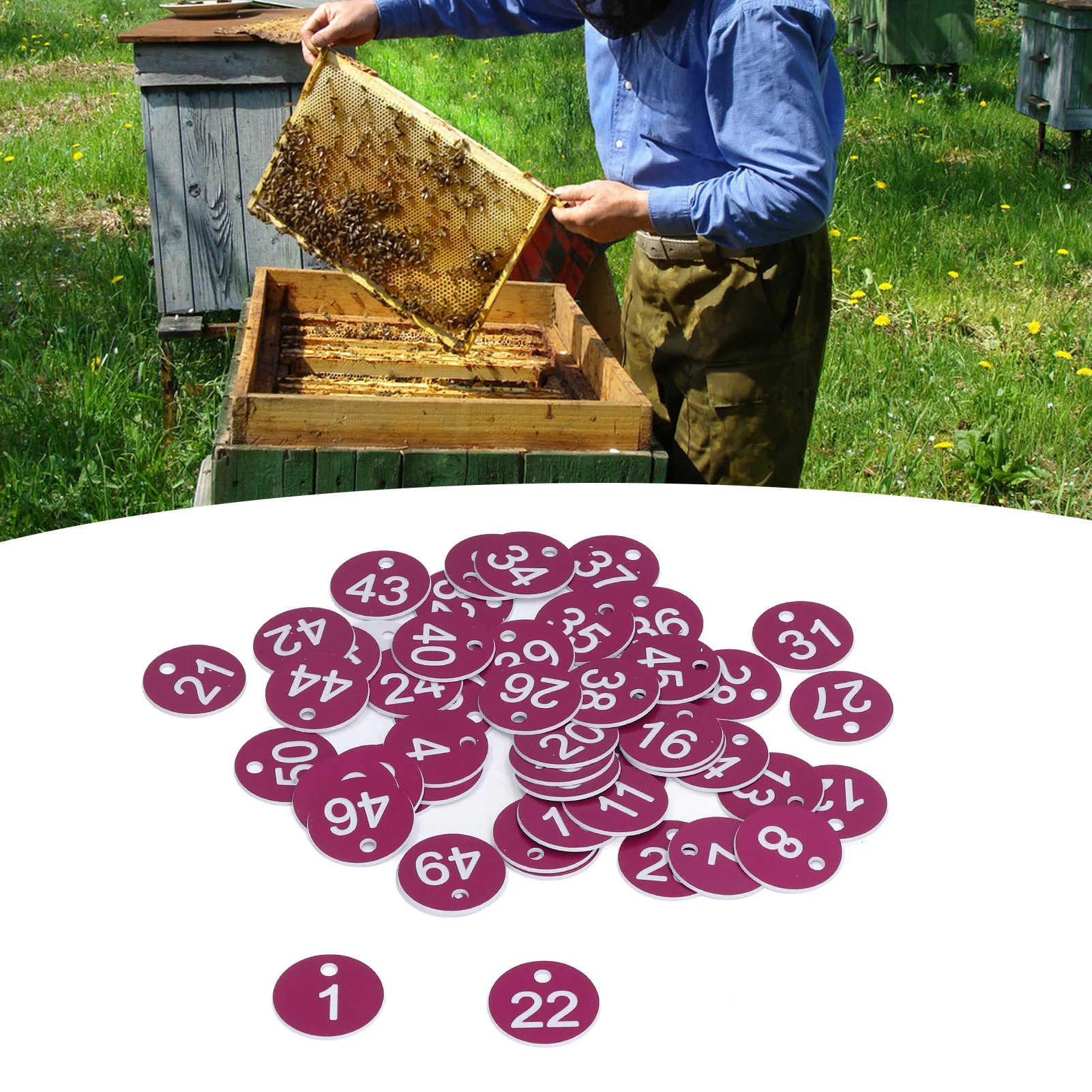 50 шт. Нумерованная этикетка круглая простая красивая бирка для улья