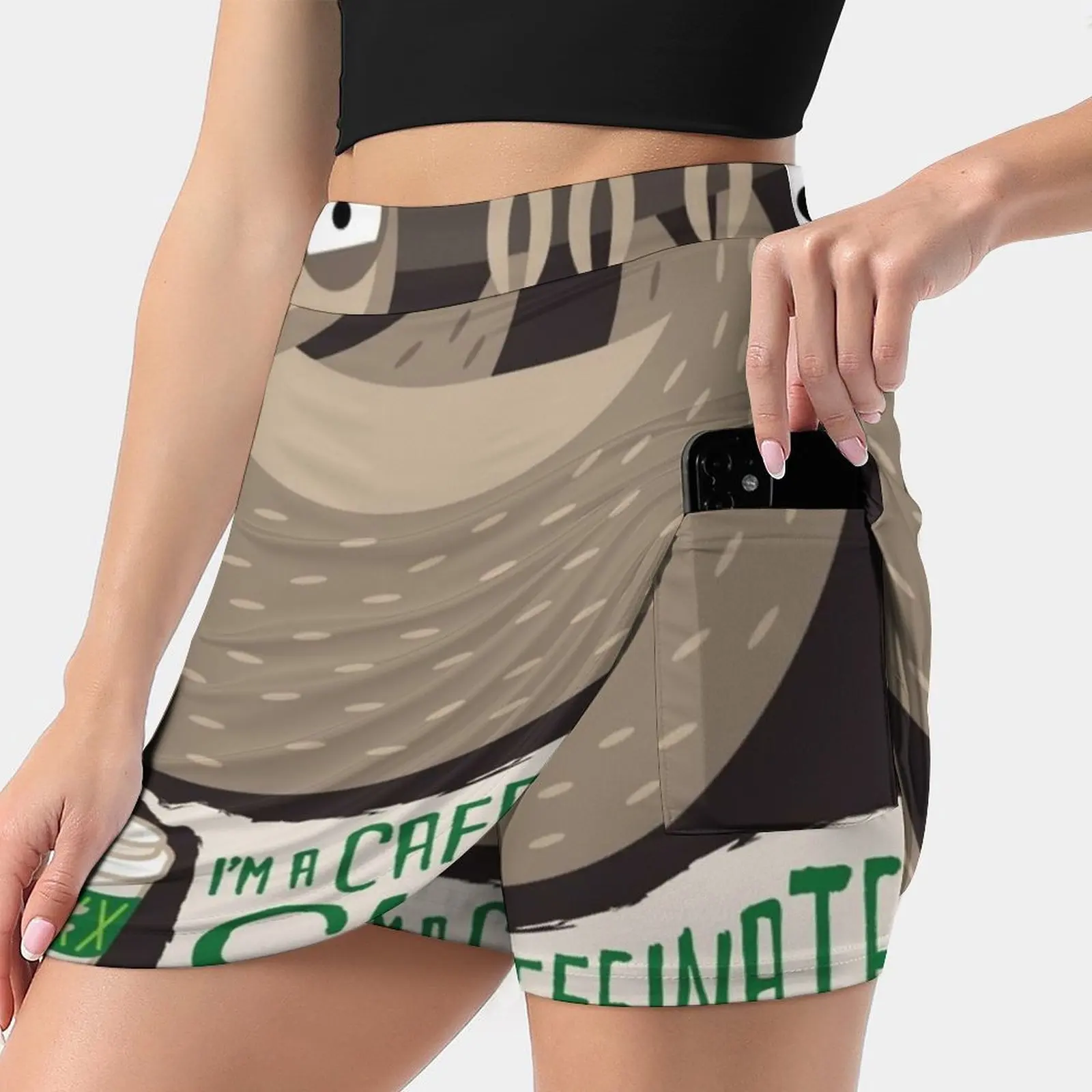 

Женская мини-юбка с кофеином, трапециевидная мини-юбка со скрытым карманом, с кофейным юмором