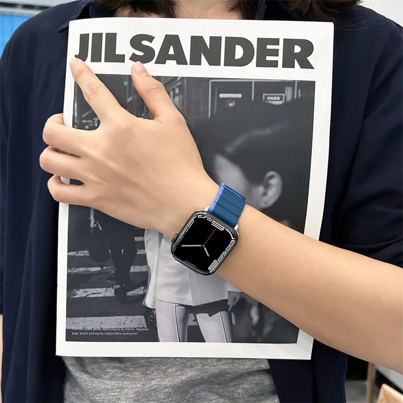 

Ремешок силиконовый для Apple Watch, двухцветный браслет для iwatch 8 SE 7 6 5 4 3 2, 38 мм 42 мм 40 мм 44 мм 41 45 мм