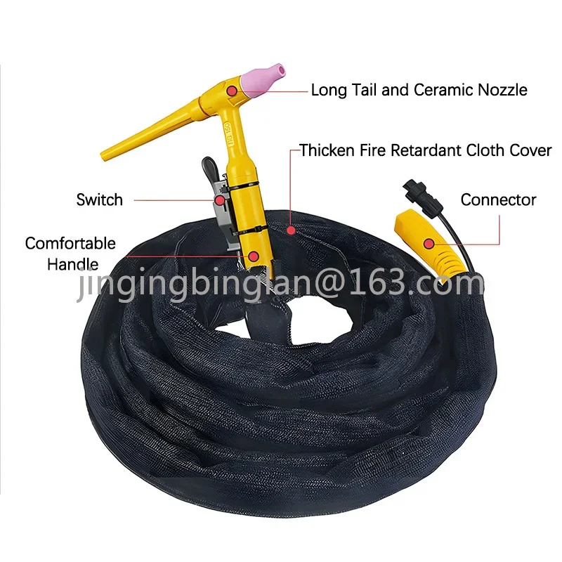 4-метровая сварочная горелка TIG с воздушным охлаждением Tig гибким медным кабелем