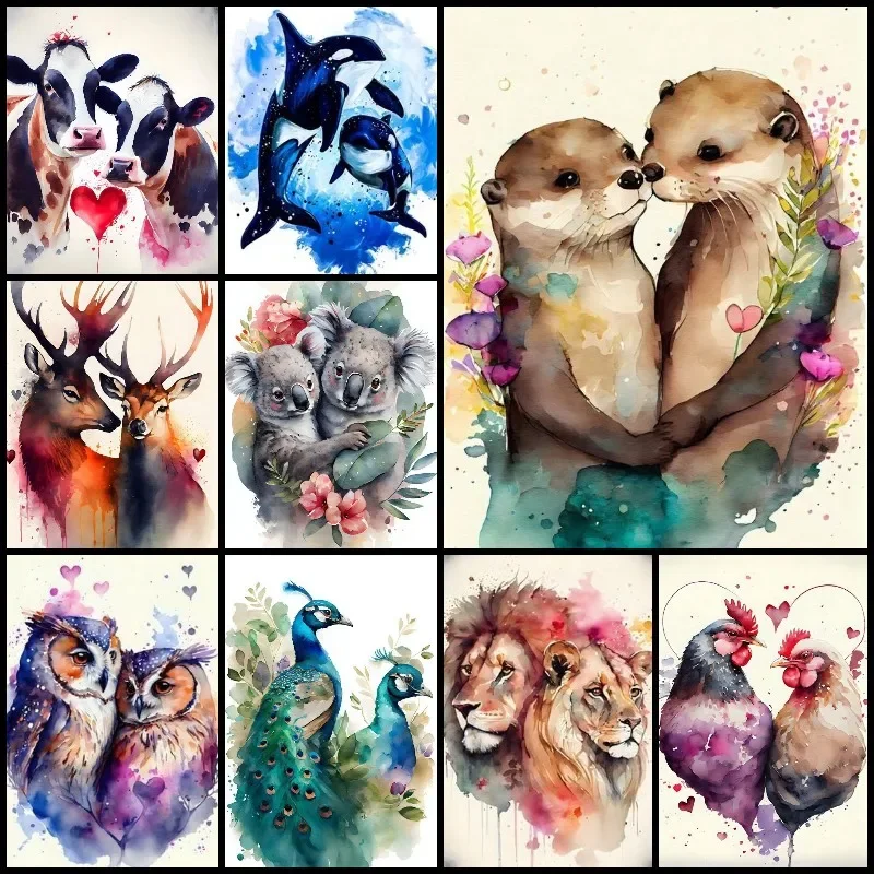 5D DIY Diamond Painting Animals Whale Owl Peacock Chicken Cow Deer Koala Full Round Rhinestone Haft krzyżykowy Mozaika