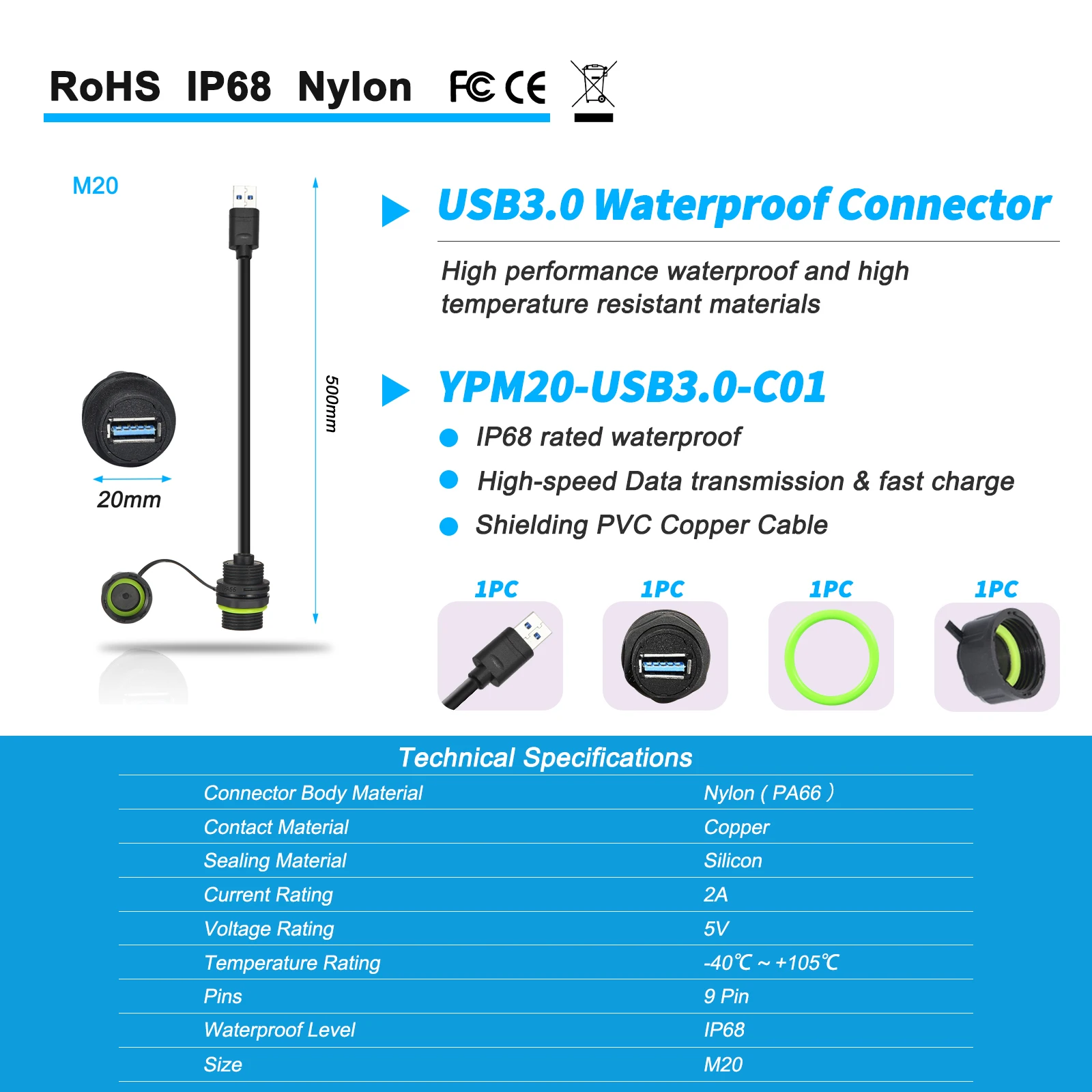 

PRADYKOO YPM20-USB3-C01 кабель USB 3.0