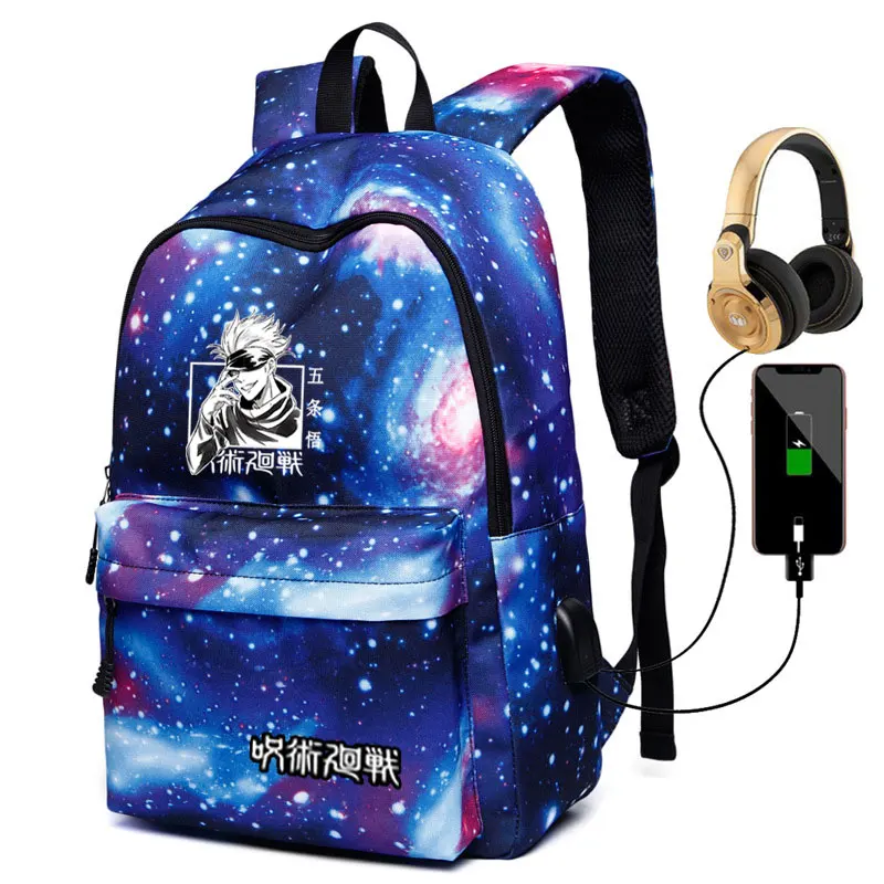 Горячая Распродажа аниме юютсу Kaisen рюкзак с принтом крутая оксфордская сумка с USB зарядкой синий студенческий спортивный рюкзак