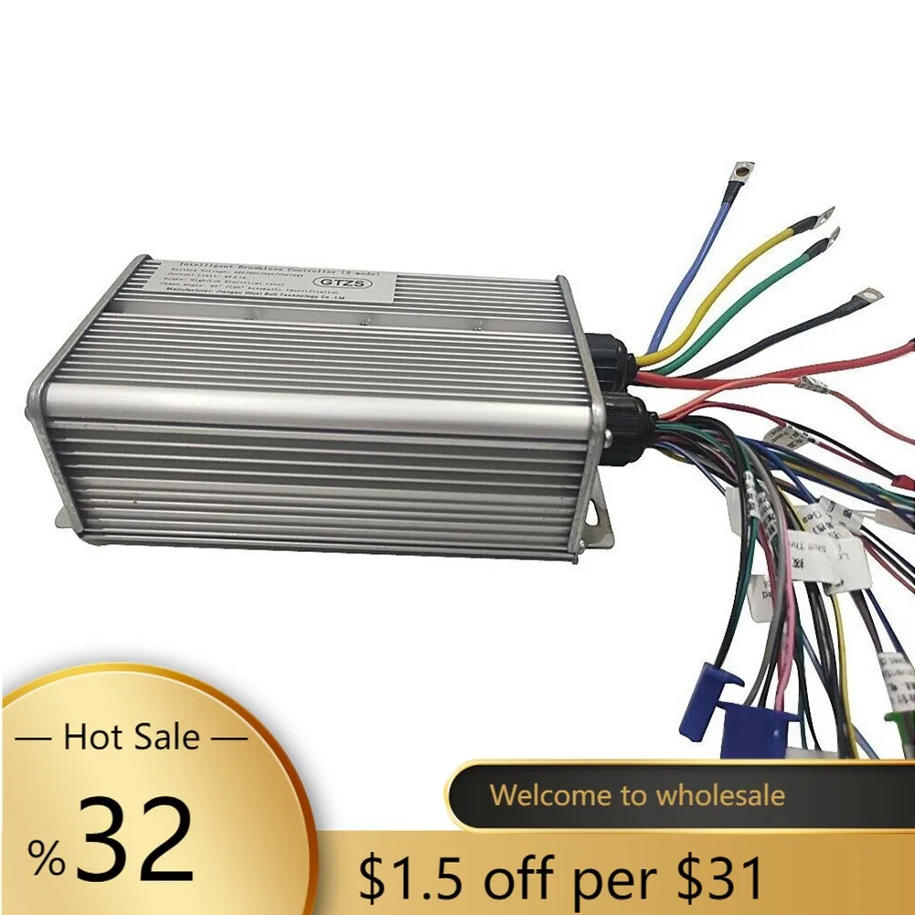 

1 X Controller Brushless Hub Motor Speed Controller 3000W 48V/60V/72V 80A 24mos For E-Bike Electric Scooter Accessories