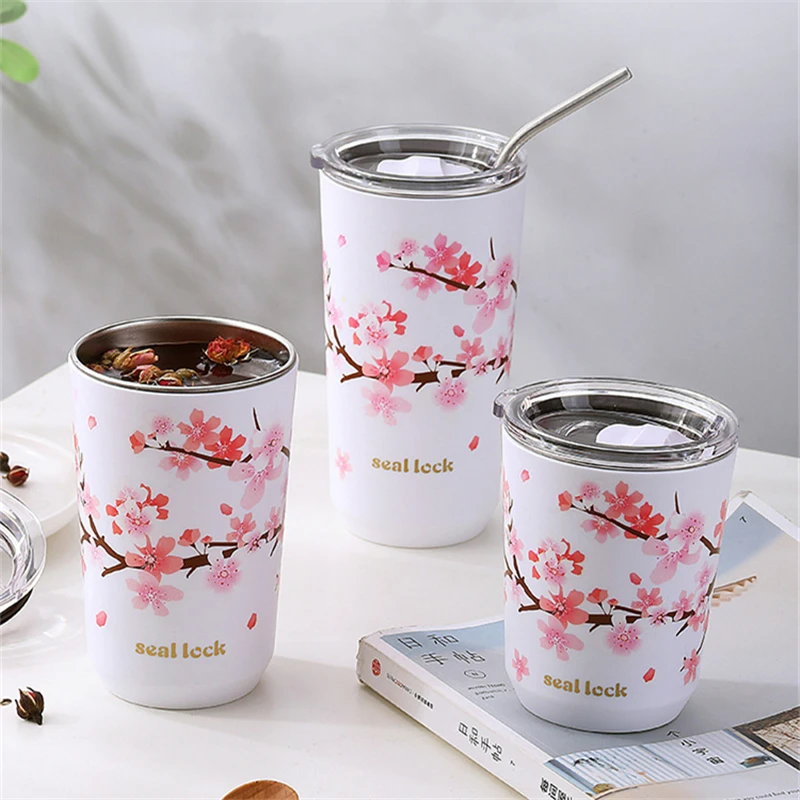 Термокружка с крышкой из нержавеющей стали двойными стенками для кофе пива воды