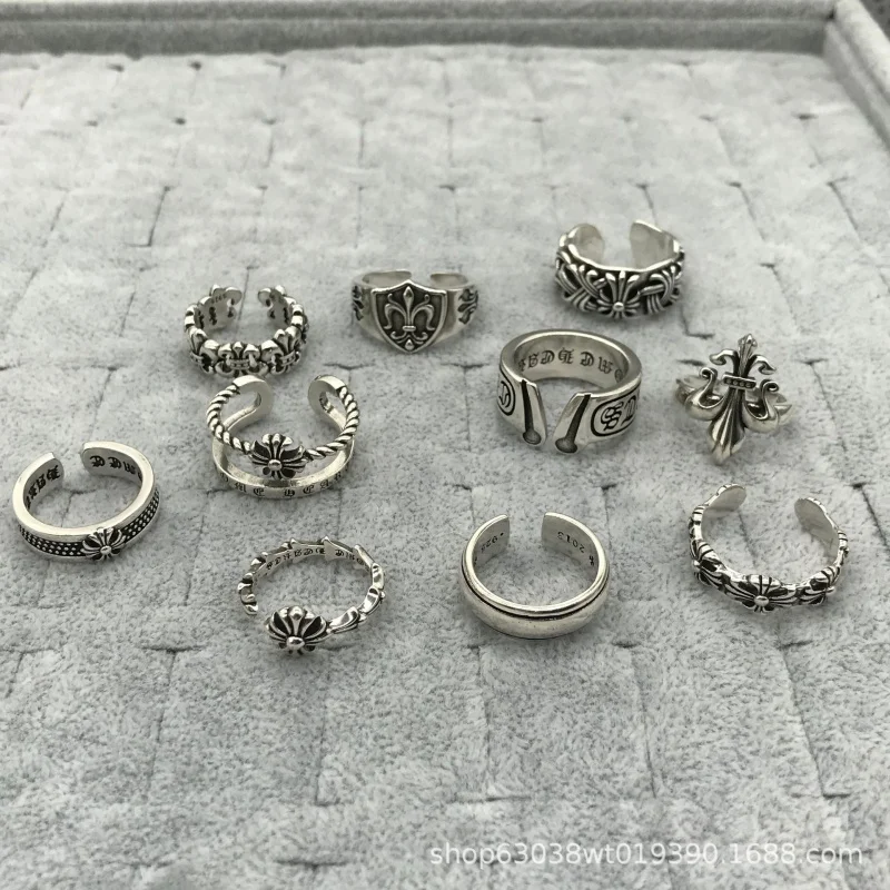 Кроктон Винтаж Старый Ротанг Цветок Гробница Крест Кольцо Хип-Хоп Лодка Якорь