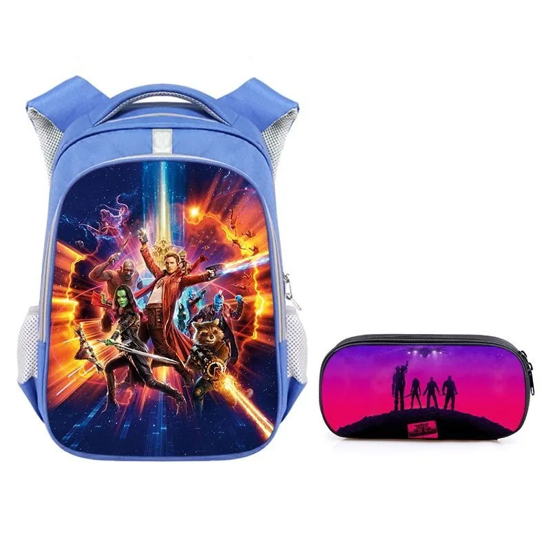 Marvel Guardians of the Galaxy Cartoon Reflective Strip School Bag Pencil Case Set Creative Cute Student Backpack Birthday Gift