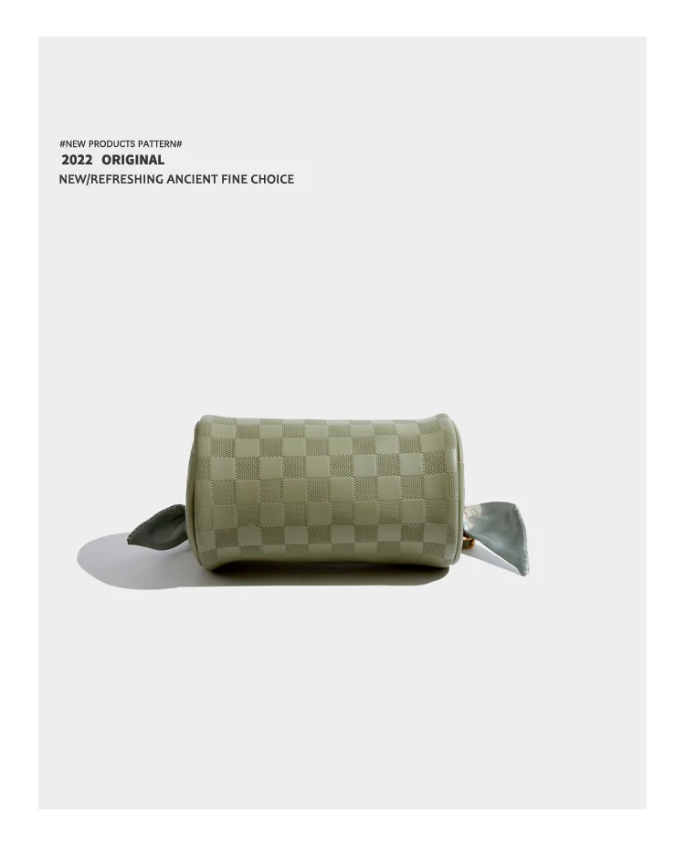 Elmsk 2022 Fashion Silk Plaid Texture Retro Chain Bag Women Ins Blogger French Handbag Casual Messenger Bag Women