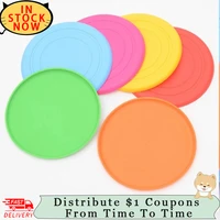 1pcs flying discsround interactive dog toys safety silicone small large dogs bite resistant training pet supplier drop shipping