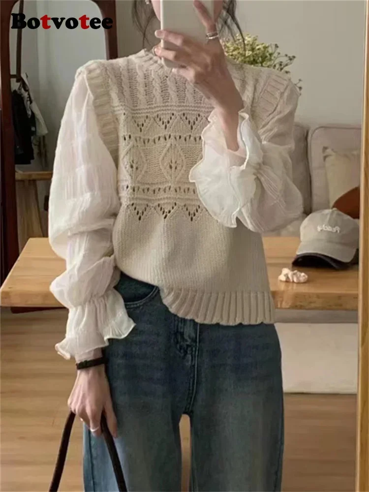 Женская кружевная рубашка NMZM осень/зима повседневная женская с вырезами модная