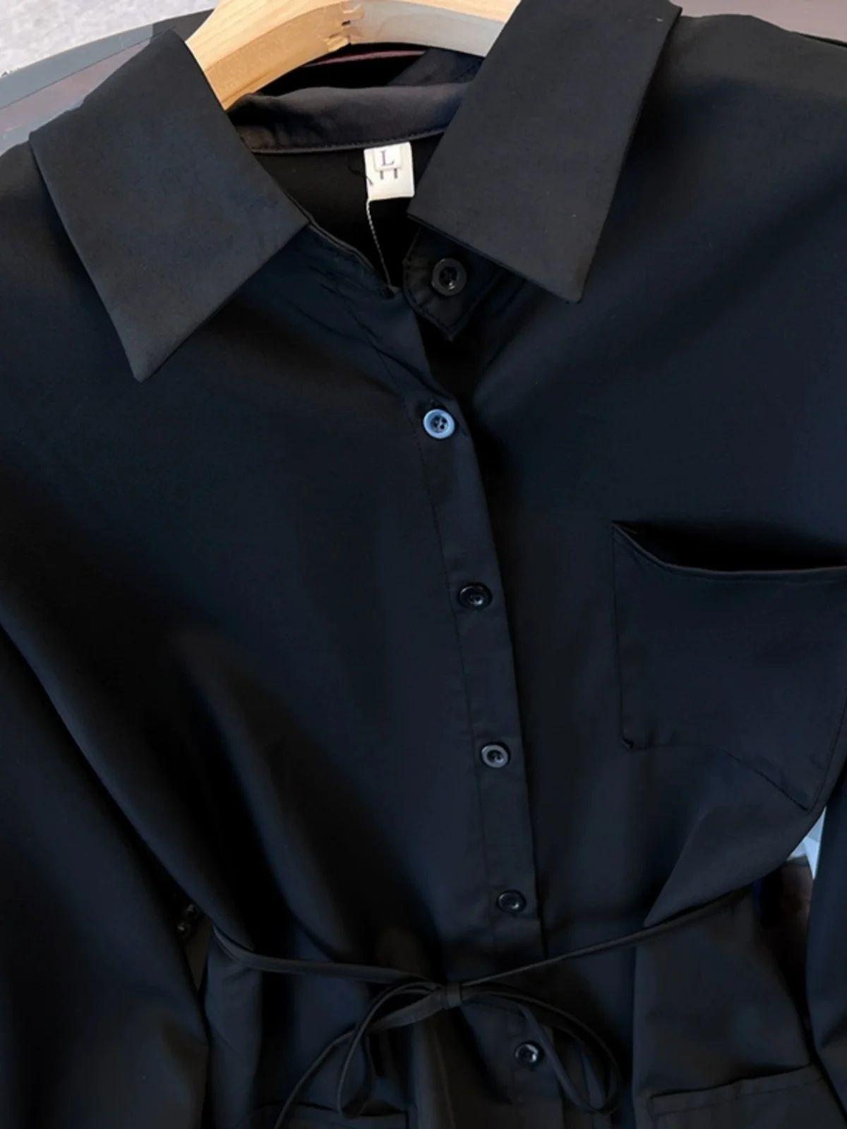 Европейские товары High Sense черные рубашки с длинными рукавами женские осенние