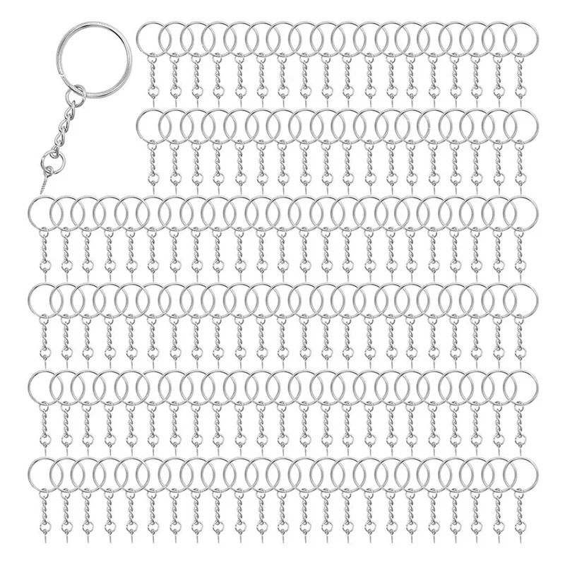 

150PCS Keyring Rings Key Chain Rings Keyring Chains Split Metal Key Rings With Link Chain And Screw Eye Pins For Crafts