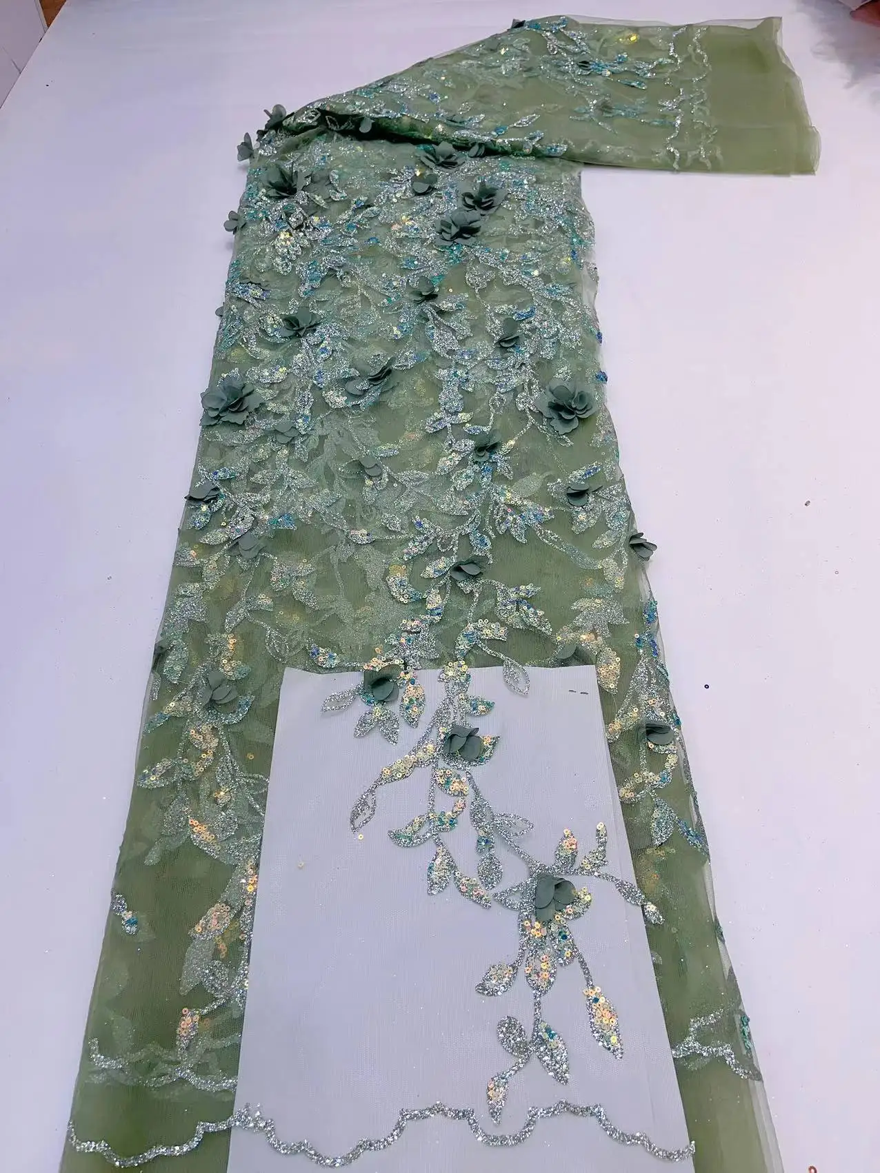 Полимерное Сверкающее кружево с 3D цветком. Красивое кружевное платье